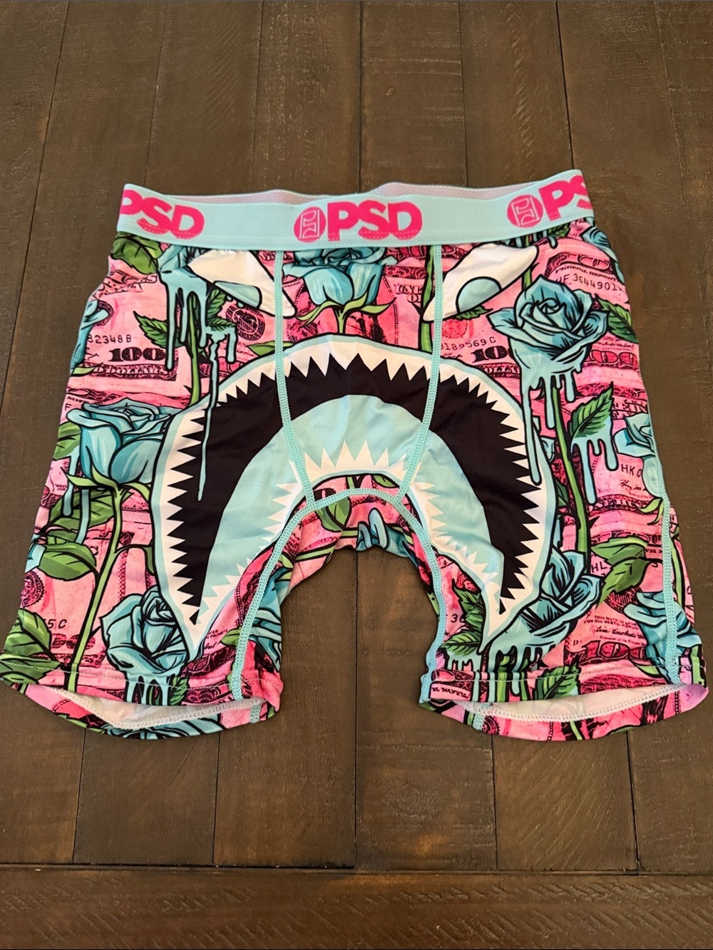 PSD Kids Pink & Teal War Face Shark-Print Boxer Briefs
